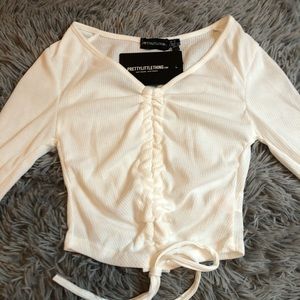 Long Sleeve White Ribbed Shirt